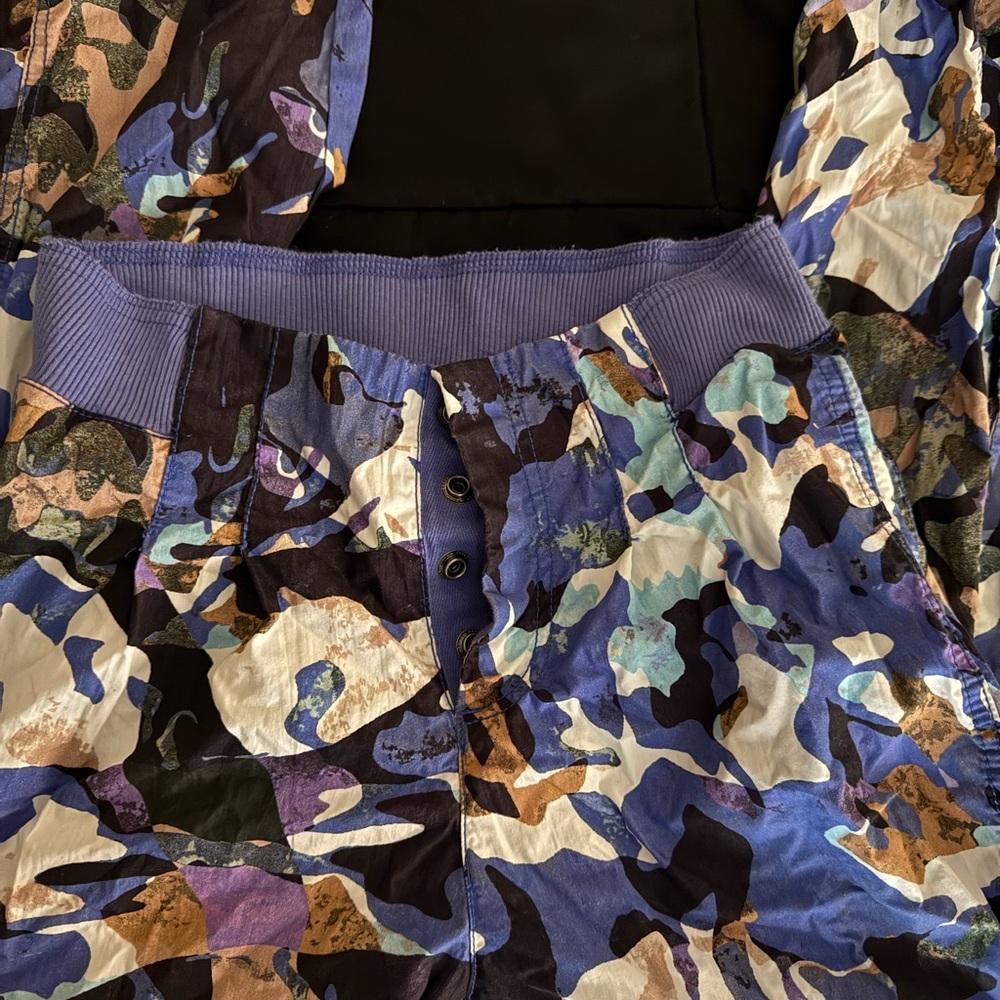 Free people  Purple Blue Camouflage Drawstring Pants